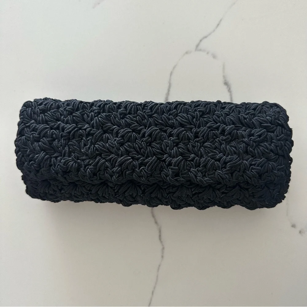 Vintage Ultimo Woven Cord Minimalist Clutch Evening Bag in Black